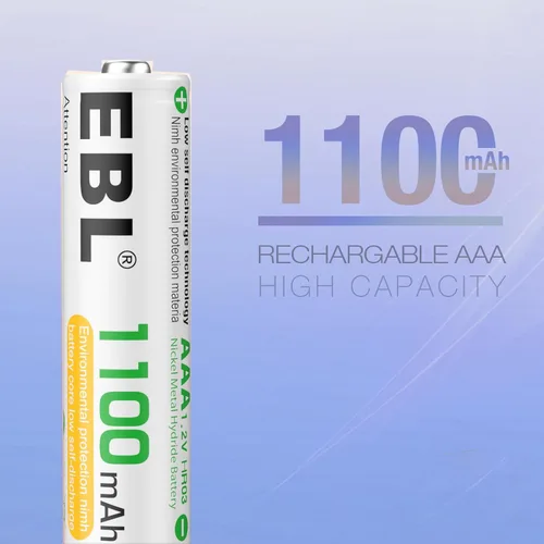 Vista 6 de Baterías recargables de EBL, en tamaños AA, AAA, Ni-MH, con cargador