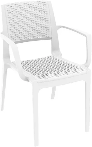 Vista 3 de Compamia Capri - Silla de comedor de resina para patio, color marrón (juego de 2)