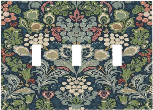 Vista 69 de William Morris Floral Boho Azul Medianoche Azul Bohemio Flor 1 Banda Dúplex Cubierta de Salida Decorativa Receptáculo Único Interruptor Eléctrico