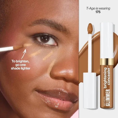 Vista 28 de Corrector de Revlon Glimmer, maquillaje líquido para debajo de los ojos, hecho con cafeína, vitamina C y esteviosido, 115 Amarillo, 0.3 fl oz