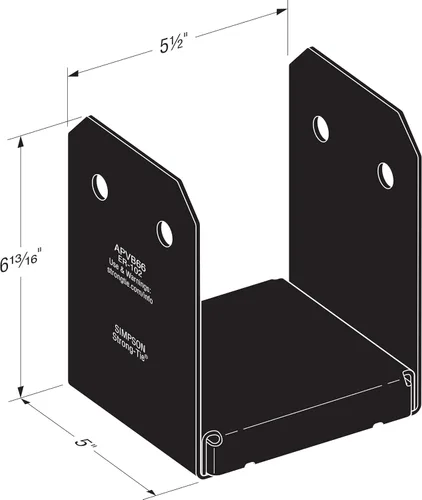 Vista 11 de Simpson Strong Tie APVB66 Outdoor Accents Avant Collection ZMAX, base de poste con recubrimiento en polvo negro para 6x6