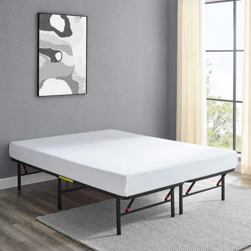 Vista 8 de Amazon Basics Base de cama con almacenamiento, plataforma de metal plegable, acero resistente, no necesita somier, 14 pulgadas de alto, instalación