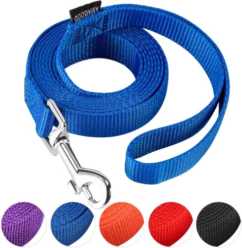 Vista 24 de AMAGOOD 6 pies de correas para cachorros/perros, correa de estilo tradicional resistente con gancho de cuello fácil de usar, correa para perros Negro