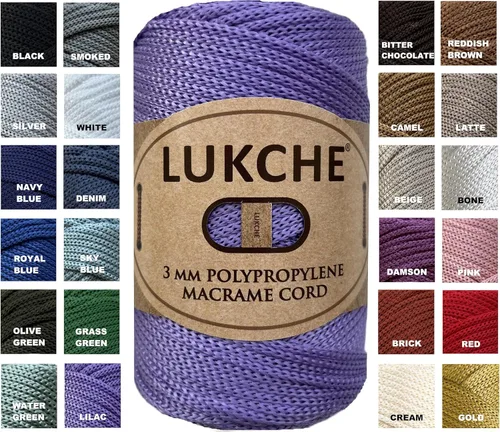 Vista 28 de Cuerda de macramé premium de poliéster de 3 mm, 147 yardas, 8.82 oz, 100% cuerda de macramé de polipropileno, hilo de color para crochet