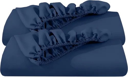Vista 34 de Bare Home - Paquete de 2 sábanas bajeras Twin XL de microfibra ultrasuave 1800, resistente a las arrugas, con bolsillo profundo (Twin XL, azul claro)