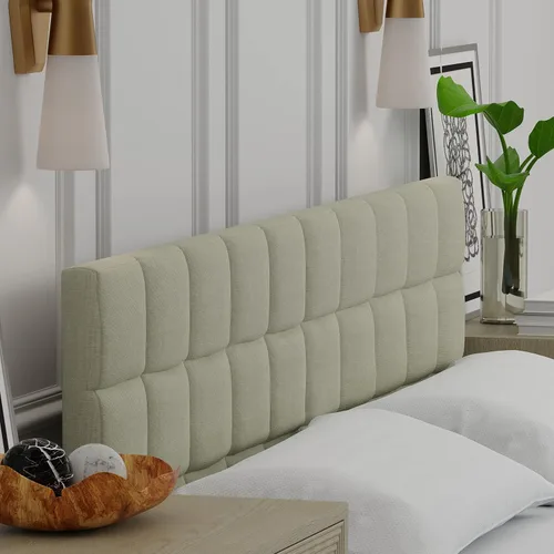 Vista 22 de Glenwillow Home Varia - Cabecero tapizado doble de 20 pulgadas de alto, color beige