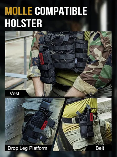 Vista 5 de OneTigris Gun Holster Right Handed Nylon Pistol Holster for Most Compact Medium Full Size Pistol 1911/17/19/20/21/45 M&P Shield 9mm with Under