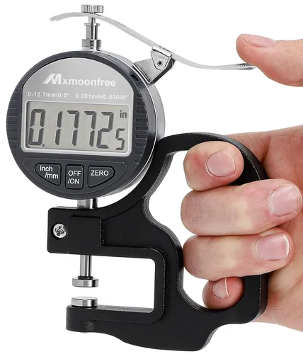Digital Thickness Gauge 0.001mm/0.00005" | 0-12.7mm/0.5" Electronic Micrometer Thickness Meter with LCD Display, Unit Conversion, Storage Case,