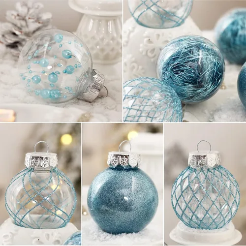 Vista 8 de Juego de adornos de bola de Navidad, 20 unidades, grandes, color negro transparente, inastillables, 3.150 in/3.15 pulgadas, adornos de Navidad