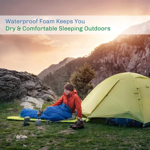Vista 5 de Foam Sleeping Pad for Camping - 1.25-Inch-Thick Waterproof Sleep Pad with Carry Straps for Cots, Tents, or Sleepovers by Wakeman Outdoors (Black)