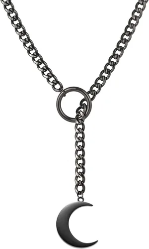 Vista 19 de Collares de anillo en forma de corazón con cadena deslizante para mujer, collar de barra de cadena cubana de acero inoxidable, collar punk rock