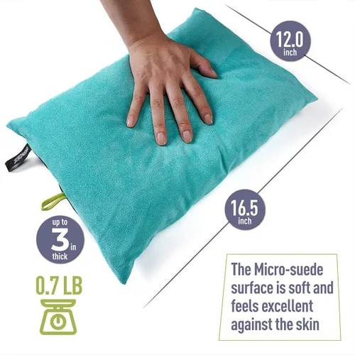 Vista 2 de ZOOOBELIVES Almohada de camping rellena de plumón para viajes, funda suave lavable, cojín de campamento pequeño para cuello y soporte lumbar sobre