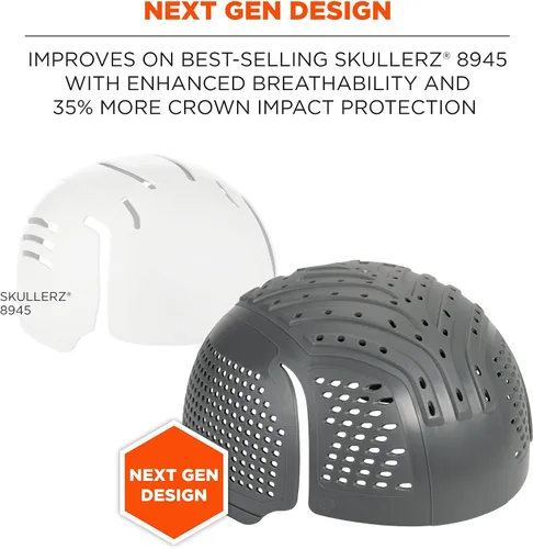 Vista 2 de Inserto universal de tapa de parachoques Ergodyne Skullerz 8945F(x) con ventilación extra, se ajusta a cualquier gorra de béisbol, carbón
