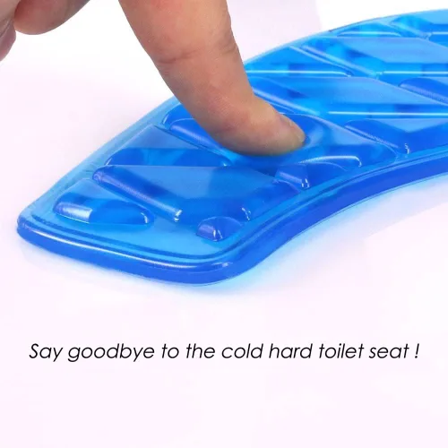 Vista 6 de tapa para asiento del retrete, portable y lavable, almohadilla de gel para retrete, universal, con diseño autoadhesivo (color azul)