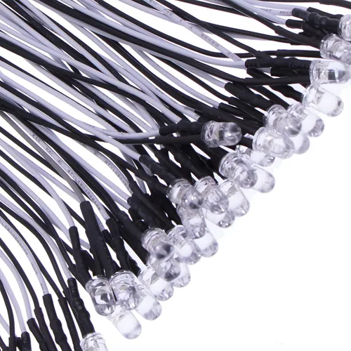 35 luces LED blancas precableadas de 0.197 in, diodos LED ultrabrillantes de 12 V y 0.197 in, resistencia integrada para proyectos de bricolaje,