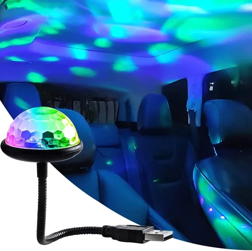 Romántica luz USB mini discoteca luces de fiesta activadas por sonido, flexible, multicolor, decoración de atmósfera de coche, lámpara
