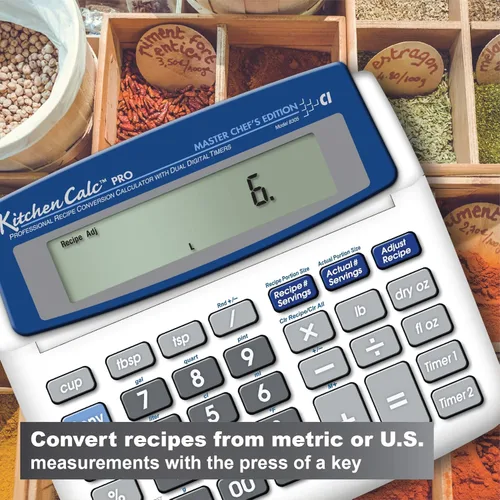 Vista 5 de Calculated Industries 8305 KitchenCalc PRO Calculadora de conversión de recetas y matemáticas culinarias con 2 temporizadores digitales para chefs