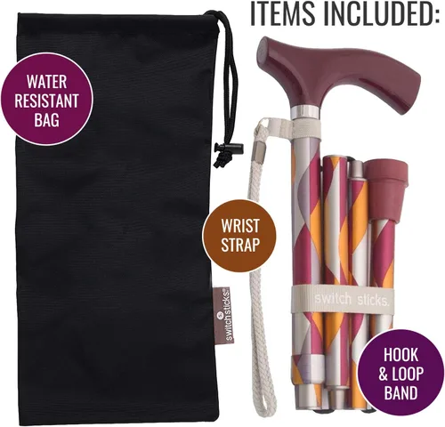 Vista 5 de Switch Sticks Walking Cane for Men or Women, Foldable and Adjustable from 32-37 Inches, FSA and HSA Eligible, Waves