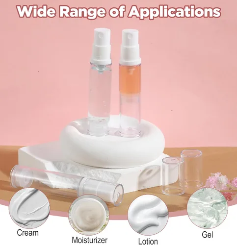 Vista 4 de 6 Pcs Travel Foundation Container, Clear Foundation Travel Container for DIY Lotion Moisturiser Shampoo Toiletry (0.34 fl oz, 1.8 x 9.4 cm)