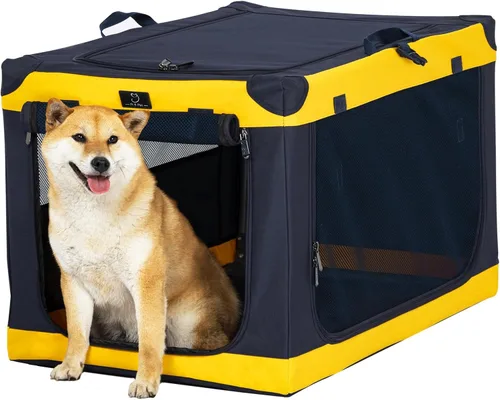 Vista 11 de Jaula suave de 36 pulgadas para perros grandes, perrera de viaje portátil con cremalleras bloqueables, base impermeable, funda lavable, marco