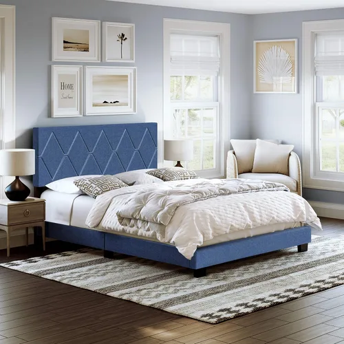 Vista 9 de Boyd Sleep Cama tapizada de lino negro con cabecera ajustable, tamaño individual, con base o somier calificado para su uso