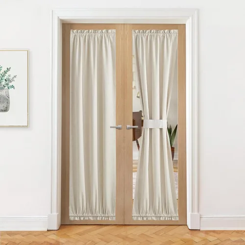 Vista 125 de NICETOWN Cortinas de Lino para Puerta Lateral - Cortinas Opacas con Aislamiento Térmico para Puerta Delantera Francesa para Sombra Pequeña