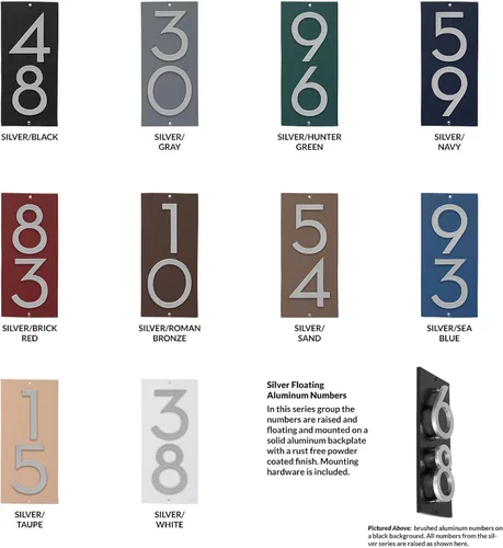 Vista 5 de Montague Metal Products Placa de dirección vertical de 6 pulgadas flotante con números de casa, aluminio, fácil de instalar, vertical, 2 dígitos