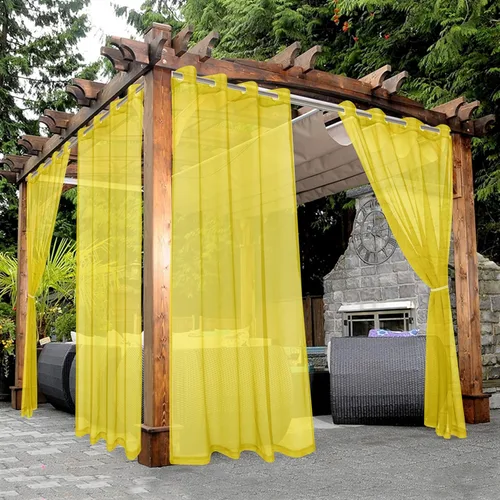 Vista 26 de BONZER Cortinas traslúcidas blancas para patio impermeables para exteriores – 2 paneles con ojales, cortina transparente de gasa para interiores