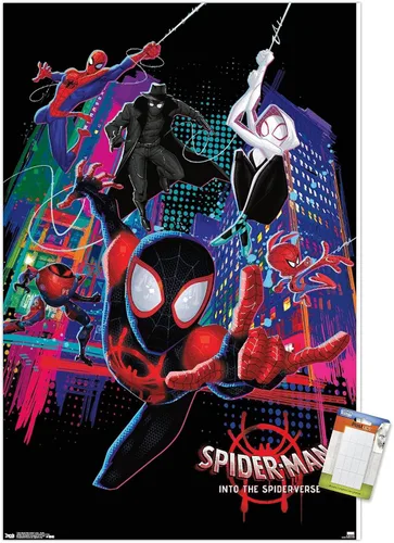 Vista 9 de Trends International Marvel Spider-Man - Póster de pared con texto en inglés "Into The Spider-Verse", 14.725 x 22.375 pulgadas, versión enmarcada
