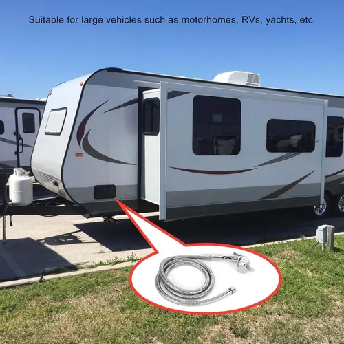 Vista 3 de Cabezal de ducha exterior para caravana con manguera de 4.9 ft/4.9 pies, interfaz de 1/2 rosca, boquilla externa de acero inoxidable, suministro