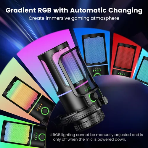 Vista 2 de SINWE Micrófono para juegos con cancelación de ruido y control de ganancia: micrófono USB para streaming, juegos, podcasts, PC, PS4, incluye filtro