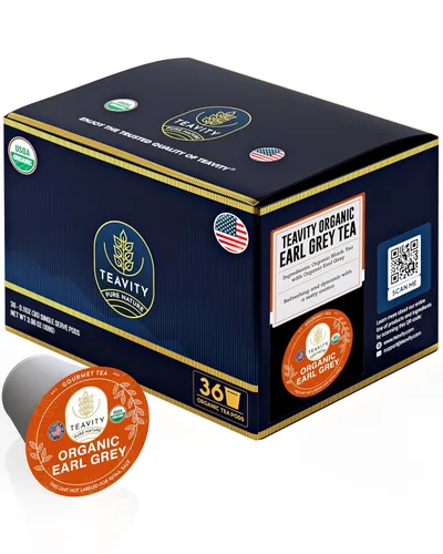 Vista 102 de Teavity - Cápsulas de té orgánico de manzanilla para Keurig - Cápsulas de té descafeinado - Manzanilla agradable (36 cápsulas de té)