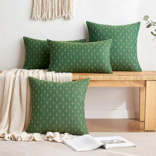 Vista 3 de MIULEE - Juego de 2 fundas de almohada decorativas de Navidad de lino de arpillera, modernas, estilo campestre, rústicas, tejidas, con textura
