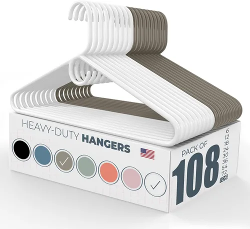 Vista 26 de Neaties Paquete de 6 perchas de ropa resistentes, fabricadas en los Estados Unidos, perchas de plástico de capacidad de 8 libras para ropa