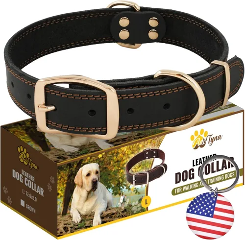 Vista 14 de ADITYNA Collar de cuero resistente para perros extra grandes, collar de cuero rojo suave y fuerte para razas XL