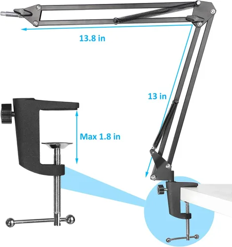 Vista 6 de Razer Seiren Mini Brazo Boom con Filtro Pop - Soporte de Micrófono con Parabrisas de Espuma Compatible con Micrófono de Transmisión Razer Seiren