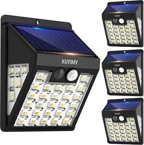 Vista 10 de Luces solares al aire libre, luz de pared con sensor de movimiento de 72 LED, IP65 impermeable y 3 modos de iluminación, luz de seguridad