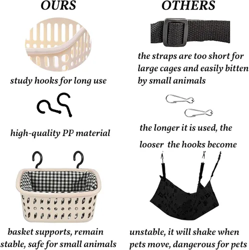 Vista 4 de JWShang Hamaca para Ratas para Jaula, Cesta Colgante a Prueba de Masticación con Ganchos Resistentes, Accesorios para Jaula de Mascotas, Hamaca