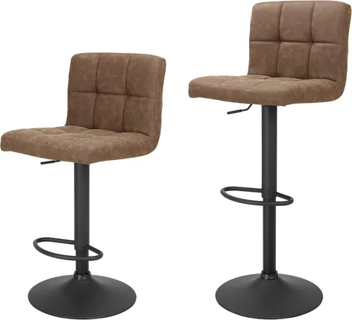 Vista 10 de Finnhomy Juego de 2 taburetes de bar de altura de mostrador, taburetes de bar giratorios con reposapiés y mango trasero grueso en forma de L, Base