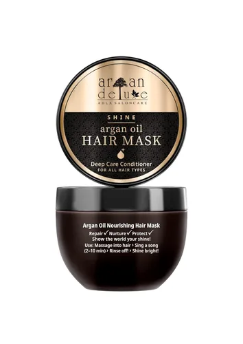 Argan Deluxe Mascarilla para el cabello y el cuero cabelludo rejuvenecedor acondicionador profundo, 8.5 fl oz