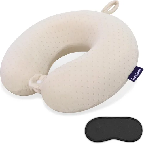 Almohada de Espuma Viscoelástica para el Cuello, Cómoda Almohada de Viaje para el Cuello, Soporte para Cuello y Cabeza, Ligera y Portátil, Almohada