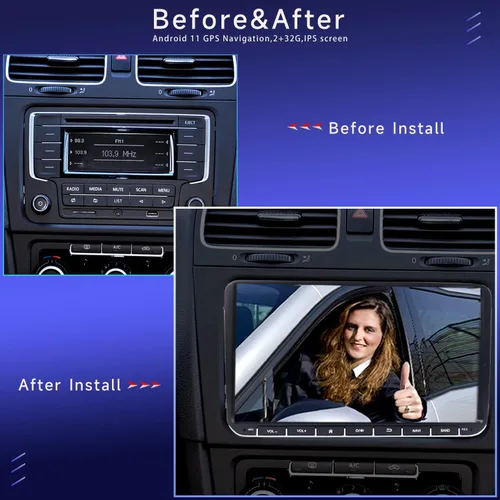 Vista 7 de Estéreo inalámbrico CarPlay AndroidAuto de 7" para VW Golf Jetta