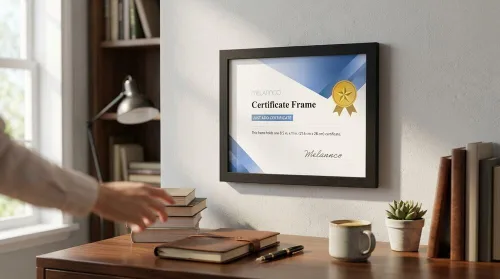 Vista 4 de MELANNCO Marco de certificado de madera negra de 12 x 9.4 pulgadas, muestra un documento de 8.5 x 11 pulgadas