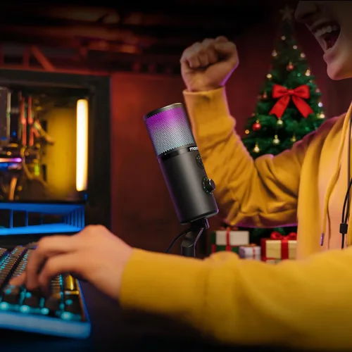 Vista 8 de MAONO Micrófono USB para transmisión de juegos, micrófono de condensador de podcast con software de 3 patrones polares para Twitch TikTok YouTube