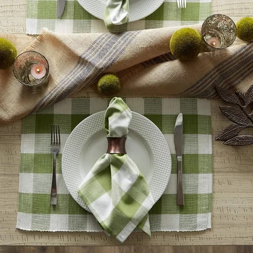 Vista 5 de DII - Colección Buffalo Check, juego de servilletas de tela estilo granja clásica, 20x20 pulgadas, verde antiguo, 6