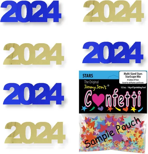 Vista 29 de Confetti Year 2024 Negro, Azul Royal Combo - 2 bolsas de media onza (1 oz)