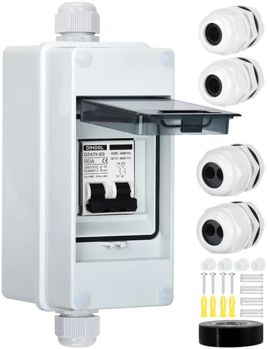 Vista 13 de DIHOOL Disyuntor miniatura de CA CC con caja DIN IP65, 15 amperios de doble polo 12V-400V, no polarizado, interruptor de desconexión del panel