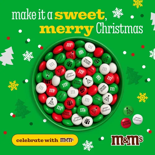 Vista 4 de M&M'S WORLD Dulces de Chocolate con Leche de Navidad - 2 Libras de Chocolate de Color Festivo a Granel Para Bolsas de Dulces de Navidad