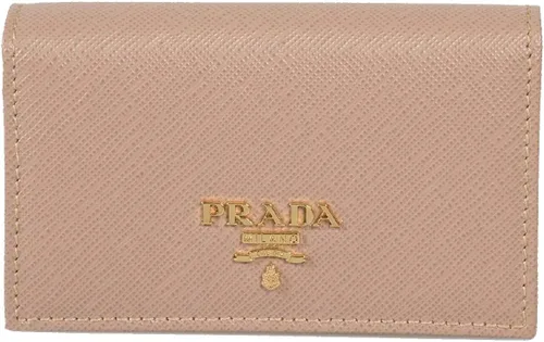 Prada Cartera pequeña de piel Saffiano beige para mujer 1MC122, Beige, Cartera con tarjetero