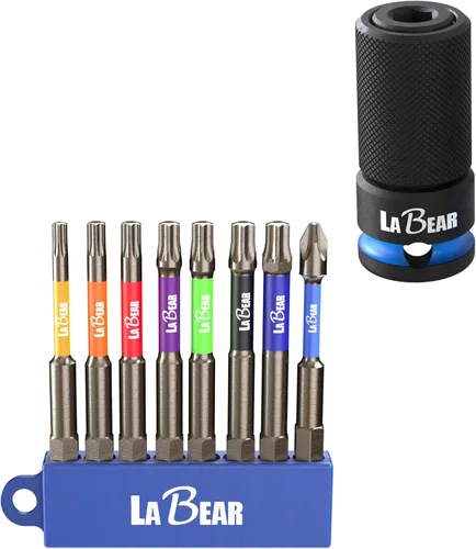 LaBear Juego de 8 brocas de torsión de potencia de 2.95 pulgadas de largo T10 - T40 Star & Phillips PH2, magnético, vástago hexagonal de 1/4